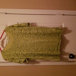 Green top with lace front and sleeves